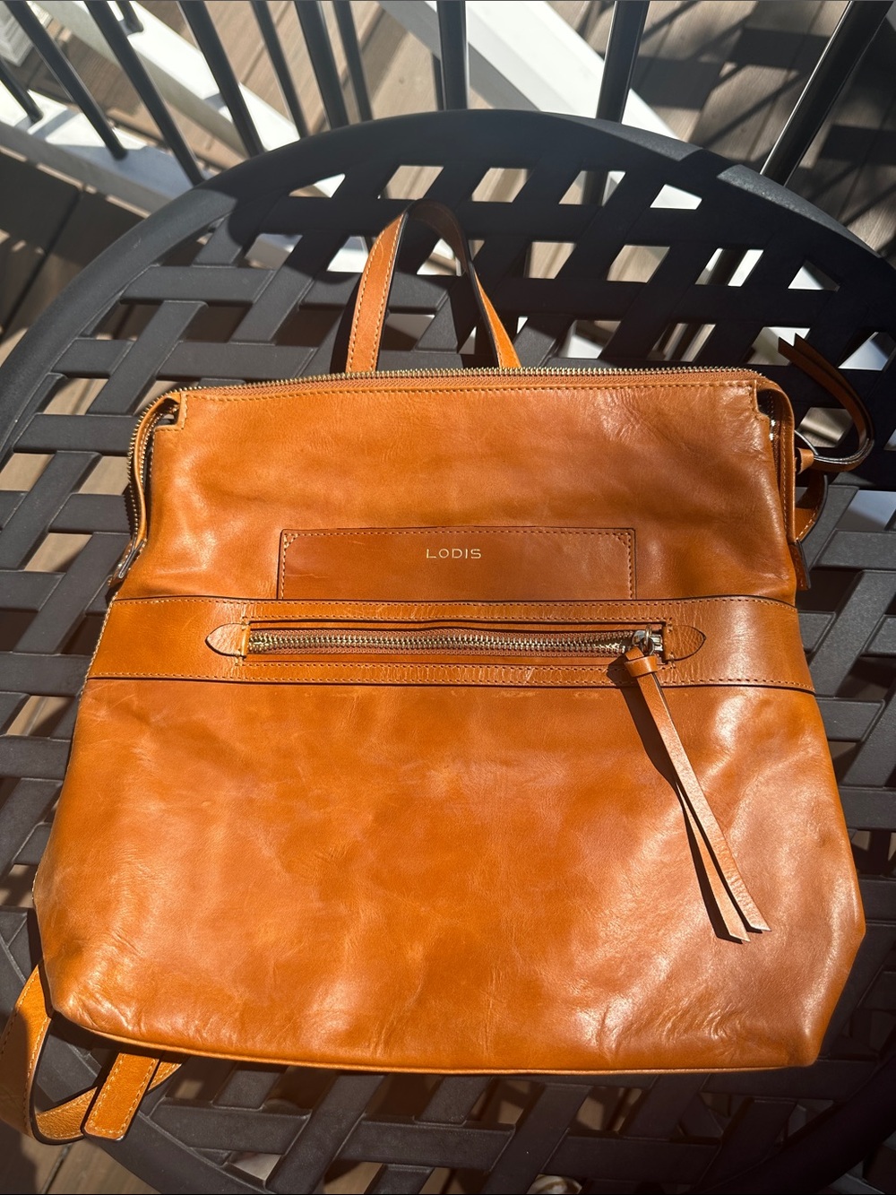 Vintage Lodis Leather Backpack - Tan Cognac